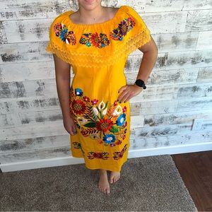 Mexican Embroidered Off the Shoulder Dress Size Medium